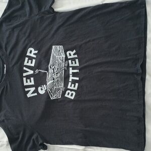 T-Shirt 2X Skeleton- Coffin Halloween "NEVER BETTER" Gray Crew Top Maurice's New